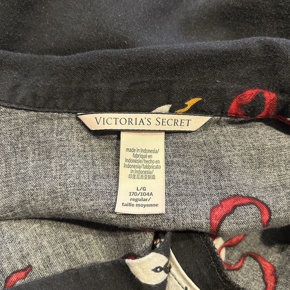 Victoria Secret Pajama Set Black Swan Print Long Sleeve Top & Pants Women's L - Picture 6 of 10